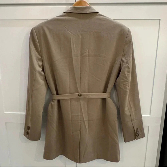 Topshop NWT Belted Waist Long Blazer Tan Women’s Size 2 [retail $110] - Picture 8 of 15